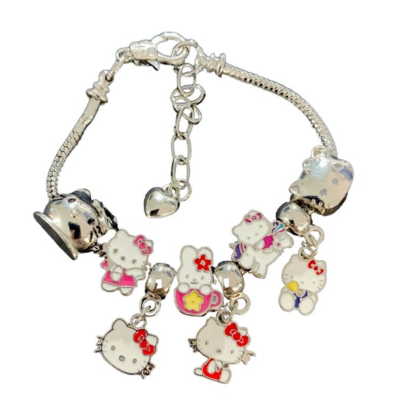 LAST ONE! NEW Hello Kitty Charm Bracelet Lobster Claw Clasp Silver Tone - Picture 4 of 7